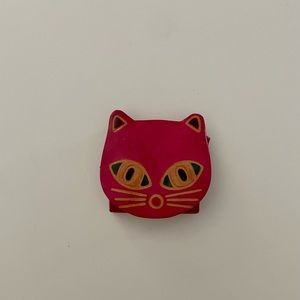Pink Leather Cat Face Coin Purse Made In Italy